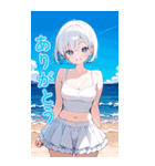 可愛い女子ずっと使えるBIGスタンプ夏・海（個別スタンプ：1）