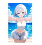 可愛い女子ずっと使えるBIGスタンプ夏・海（個別スタンプ：4）