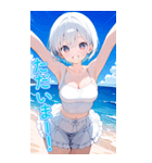 可愛い女子ずっと使えるBIGスタンプ夏・海（個別スタンプ：15）
