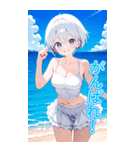 可愛い女子ずっと使えるBIGスタンプ夏・海（個別スタンプ：19）