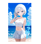 可愛い女子ずっと使えるBIGスタンプ夏・海（個別スタンプ：20）