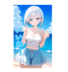 可愛い女子ずっと使えるBIGスタンプ夏・海（個別スタンプ：22）