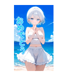 可愛い女子ずっと使えるBIGスタンプ夏・海（個別スタンプ：25）