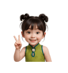 かわいい緑色の中国の女の子  (NT)（個別スタンプ：6）