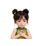 かわいい緑色の中国の女の子  (NT)（個別スタンプ：12）