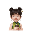 かわいい緑色の中国の女の子  (NT)（個別スタンプ：14）