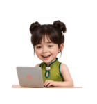 かわいい緑色の中国の女の子  (NT)（個別スタンプ：15）