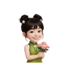 かわいい緑色の中国の女の子  (NT)（個別スタンプ：16）