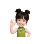 かわいい緑色の中国の女の子  (NT)（個別スタンプ：18）