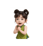 かわいい緑色の中国の女の子  (NT)（個別スタンプ：21）