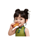 かわいい緑色の中国の女の子  (NT)（個別スタンプ：23）