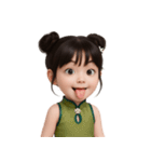 かわいい緑色の中国の女の子  (NT)（個別スタンプ：30）