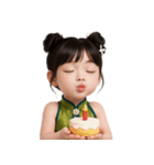 かわいい緑色の中国の女の子  (NT)（個別スタンプ：31）