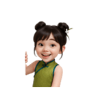 かわいい緑色の中国の女の子  (NT)（個別スタンプ：37）