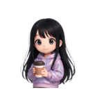 かわいい紫のロングヘアの女の子 （NT）（個別スタンプ：1）