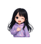 かわいい紫のロングヘアの女の子 （NT）（個別スタンプ：2）