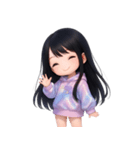 かわいい紫のロングヘアの女の子 （NT）（個別スタンプ：3）