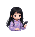 かわいい紫のロングヘアの女の子 （NT）（個別スタンプ：4）