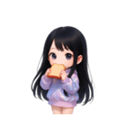 かわいい紫のロングヘアの女の子 （NT）（個別スタンプ：15）