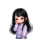 かわいい紫のロングヘアの女の子 （NT）（個別スタンプ：16）