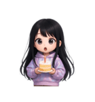 かわいい紫のロングヘアの女の子 （NT）（個別スタンプ：18）
