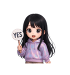 かわいい紫のロングヘアの女の子 （NT）（個別スタンプ：19）