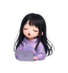 かわいい紫のロングヘアの女の子 （NT）（個別スタンプ：21）