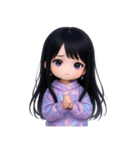 かわいい紫のロングヘアの女の子 （NT）（個別スタンプ：23）