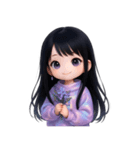 かわいい紫のロングヘアの女の子 （NT）（個別スタンプ：25）