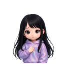 かわいい紫のロングヘアの女の子 （NT）（個別スタンプ：27）