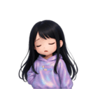 かわいい紫のロングヘアの女の子 （NT）（個別スタンプ：35）