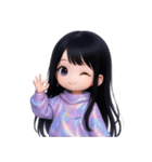かわいい紫のロングヘアの女の子 （NT）（個別スタンプ：36）