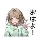 ゆるパーカーちゃんの編み物タイム（個別スタンプ：2）