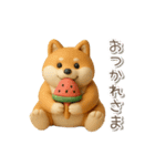 夏の3D柴犬フィギュア【かわいい・連絡】（個別スタンプ：9）