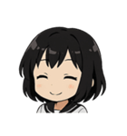 くろ髪★キュートスタンプ（個別スタンプ：11）