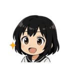 くろ髪★キュートスタンプ（個別スタンプ：21）