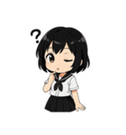 くろ髪★キュートスタンプ（個別スタンプ：34）