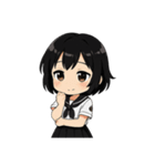 くろ髪★キュートスタンプ（個別スタンプ：36）