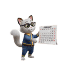 1年中使える3Dネコ（個別スタンプ：4）