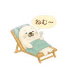 ふわふわアザラシの夏スタンプ（個別スタンプ：4）