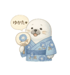 ふわふわアザラシの夏スタンプ（個別スタンプ：18）