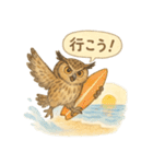 夏の水彩フクロウスタンプ（個別スタンプ：4）
