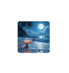 夜の海.瓶.月.癒し【Healing.night sea】（個別スタンプ：2）