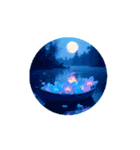 夜の海.瓶.月.癒し【Healing.night sea】（個別スタンプ：3）