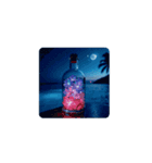 夜の海.瓶.月.癒し【Healing.night sea】（個別スタンプ：6）