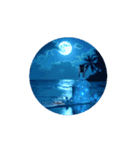 夜の海.瓶.月.癒し【Healing.night sea】（個別スタンプ：10）