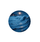夜の海.瓶.月.癒し【Healing.night sea】（個別スタンプ：16）