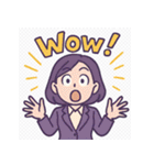 ワオな顔！みんなのびっくり表情（個別スタンプ：8）