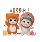 スコティッシュ猫 可愛いみかん服 スイカ帽（個別スタンプ：15）