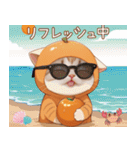 スコティッシュ猫 可愛いみかん服 スイカ帽（個別スタンプ：25）